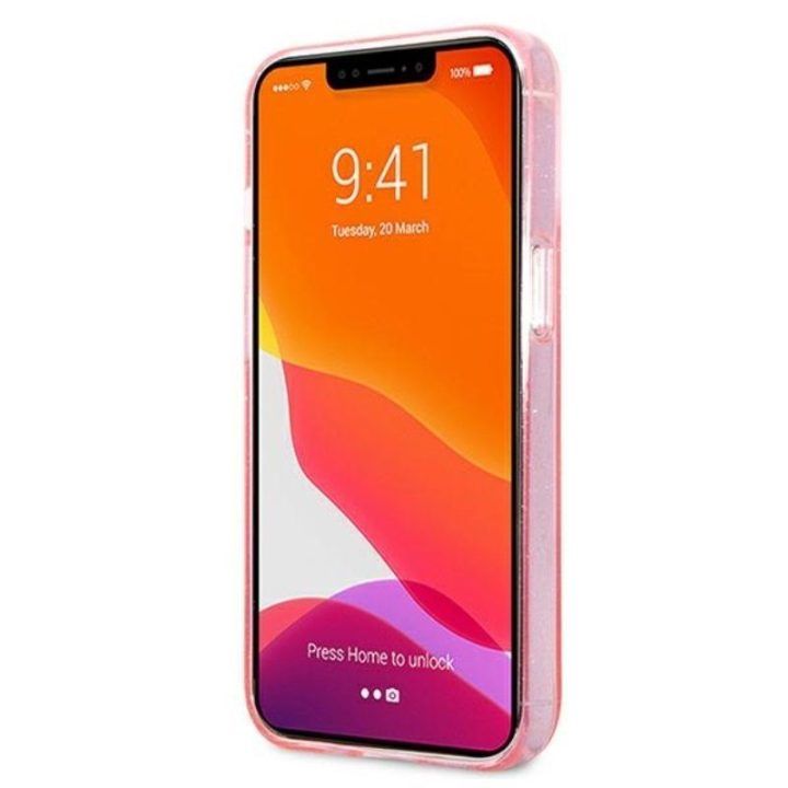 Karl Lagerfeld blizgus dėklas iPhone 13 Pro Max, rožinis