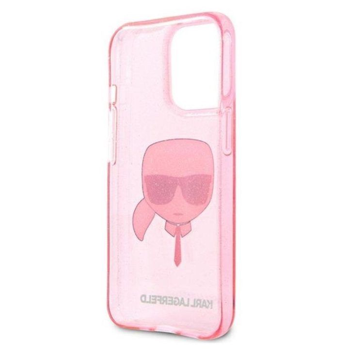 Karl Lagerfeld blizgus dėklas iPhone 13 Pro Max, rožinis
