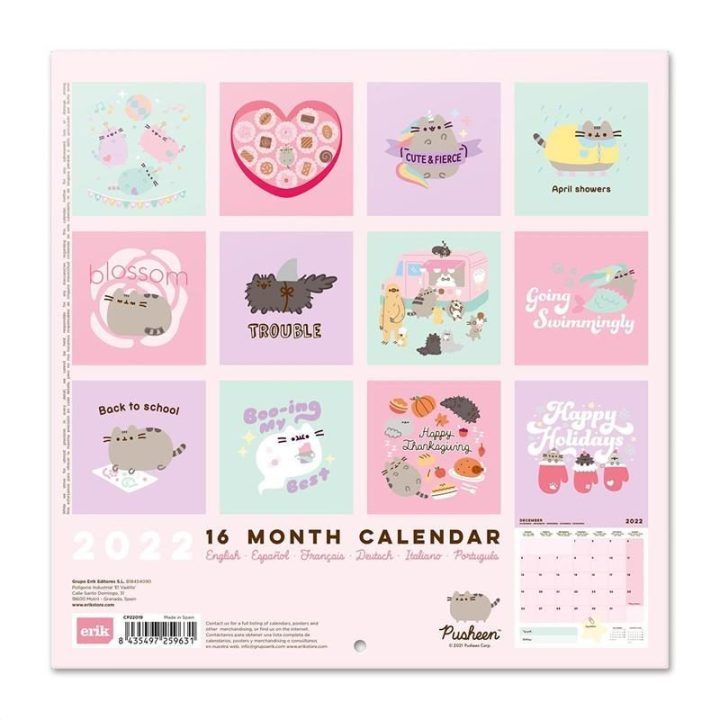 Sieninis kalendorius Pusheen Foodie Collection 30 × 30 cm