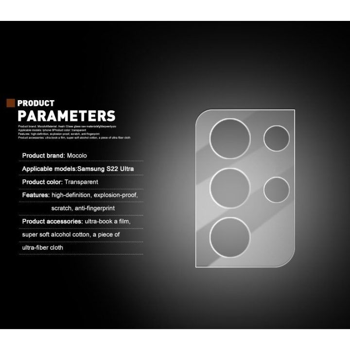 Apsauginis stiklas Mocolo Samsung Galaxy S22 Ultra kamerai