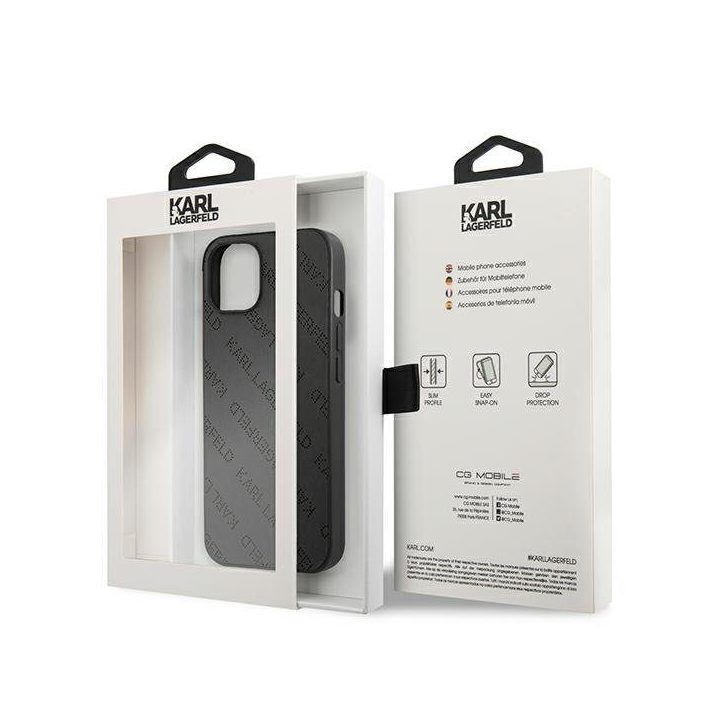 Dėklas iPhone 13 mini Karl Lagerfeld perforuotas, juodas