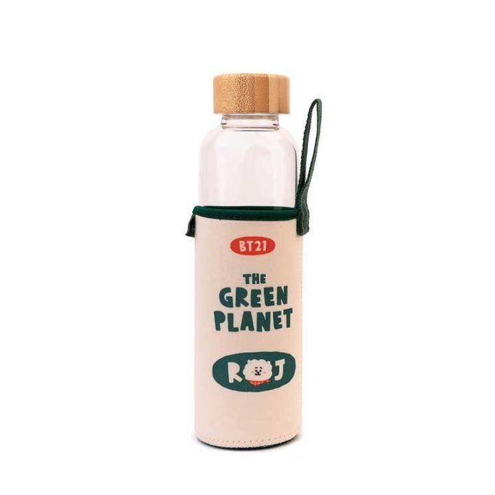 BT21 RJ stiklinė gertuvė 500 ml su dėklu
