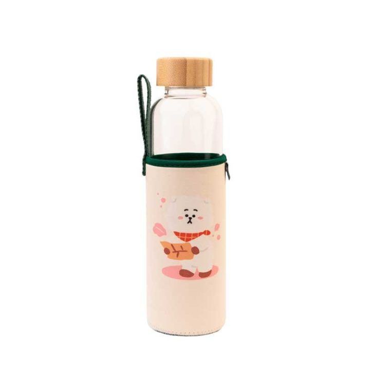 BT21 RJ stiklinė gertuvė 500 ml su dėklu