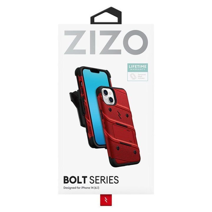 Dėklas iPhone 14 ZIZO BOLT, raudonas
