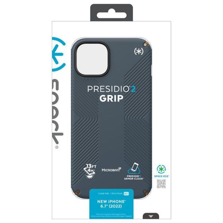 Dėklas Speck Presidio2 Grip iPhone 15 Plus / 14 Plus, pilkas