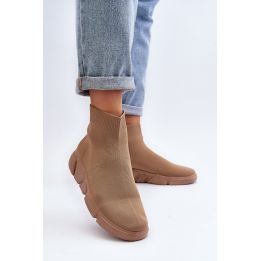 Moteriški sportbačiai su kojine, smėlio spalvos