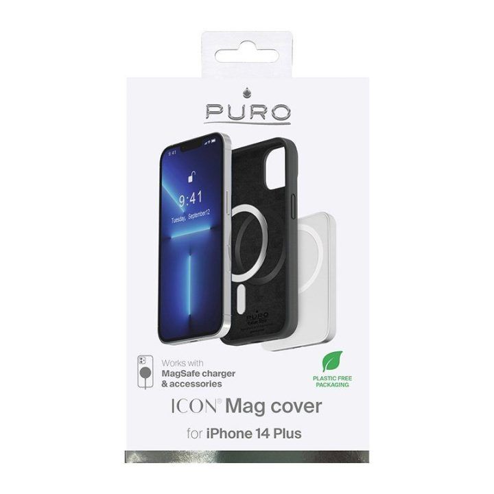PURO ICON MAG dėklas iPhone 14 Max, juodas