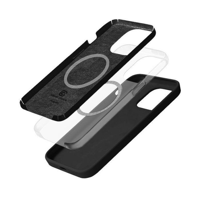 Dėklas iPhone 14 Pro Max, silikoninis, juodas, Crong Color Cover Magnetic