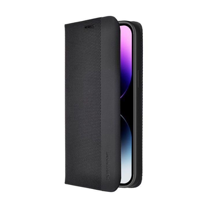 Dėklas su pinigine iPhone 14 Pro Max, juodas