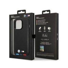 BMW dėklas iš natūralios odos, juodas, iPhone 14 Pro