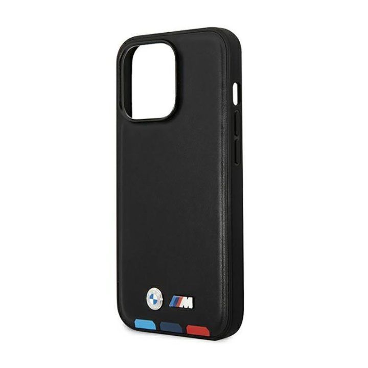 BMW dėklas iš natūralios odos, juodas, iPhone 14 Pro