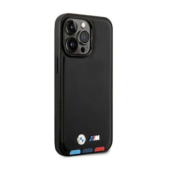 BMW dėklas iš natūralios odos, juodas, iPhone 14 Pro