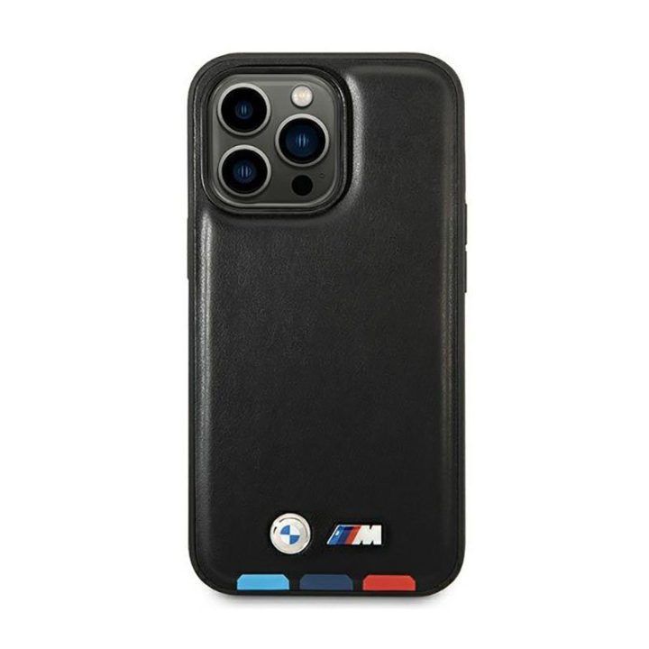 BMW dėklas iš natūralios odos, juodas, iPhone 14 Pro