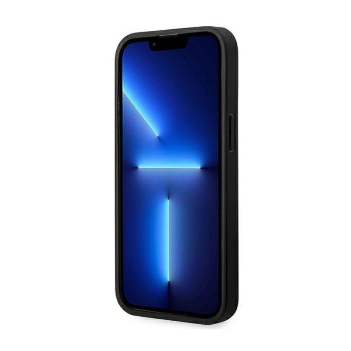 BMW dėklas iš natūralios odos, juodas, iPhone 14 Pro