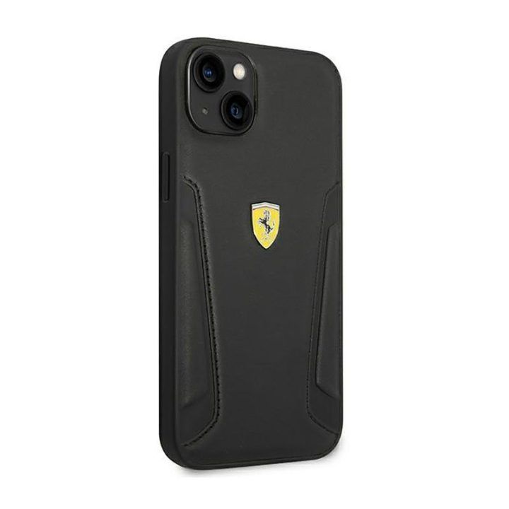 Ferrari natūralios odos dėklas iPhone 14 Plus, juodas