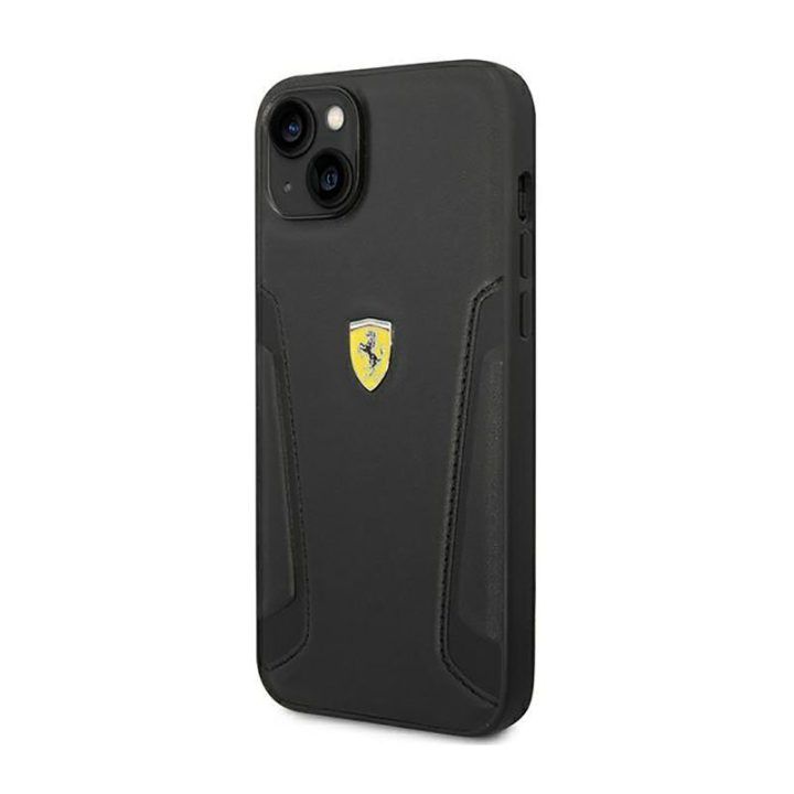 Ferrari natūralios odos dėklas iPhone 14 Plus, juodas