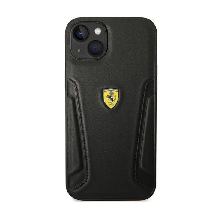 Ferrari natūralios odos dėklas iPhone 14 Plus, juodas