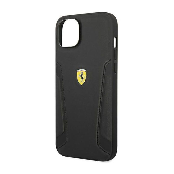 Ferrari natūralios odos dėklas iPhone 14 Plus, juodas