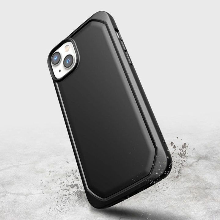 Juodas biologiškai skaidus dėklas iPhone 14 Plus, X-Doria Raptic Slim