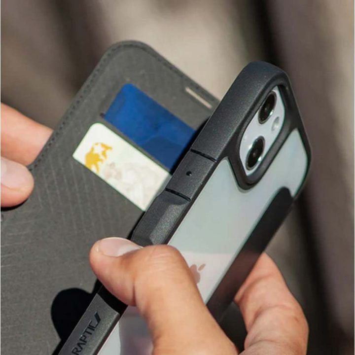 Atverčiamas dėklas iPhone 14 Plus, juodas X-Doria Raptic Urban Folio