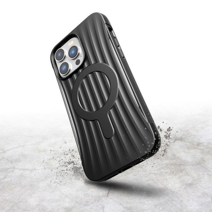 Biologiškai skaidus dėklas iPhone 14 Pro Max, juodas, X-Doria Raptic Clutch MagSafe