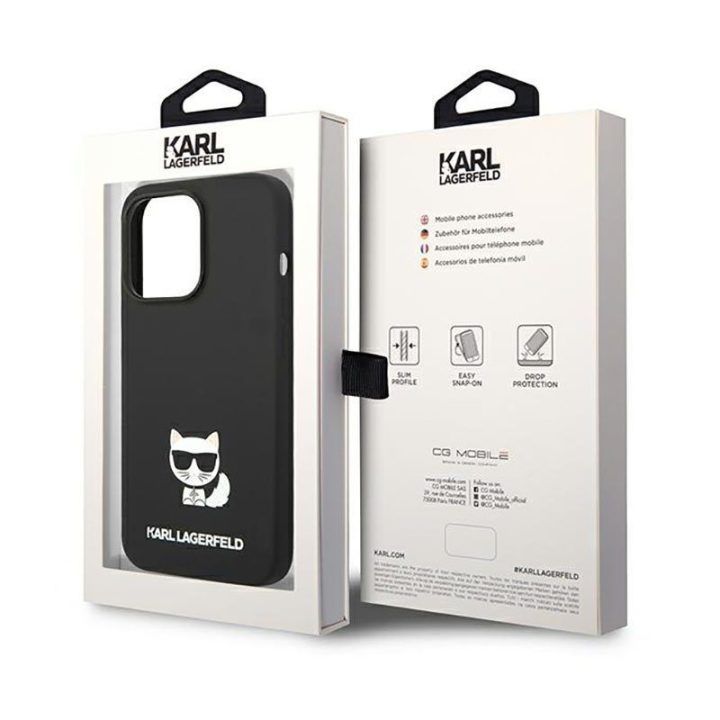 Karl Lagerfeld silikoninis dėklas iPhone 14 Pro juodas