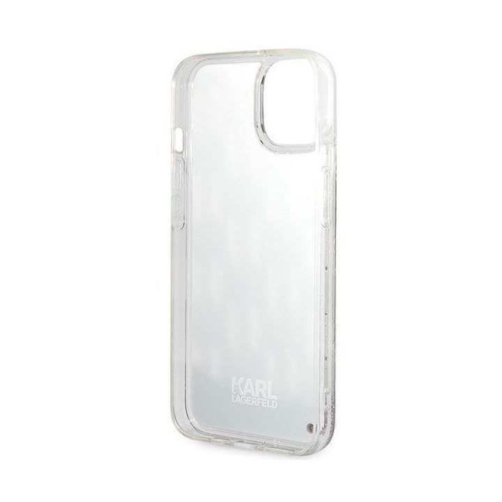 Dėklas iPhone 14 Plus Karl Lagerfeld Monogram Liquid Glitter, juodas