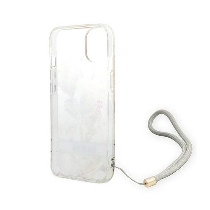 Dėklas iPhone 14 Plus Guess Flower Cord, purpurinis