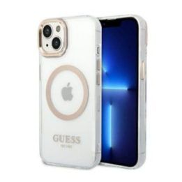 Dėklas iPhone 14 Plus Guess Metal Outline, permatomas