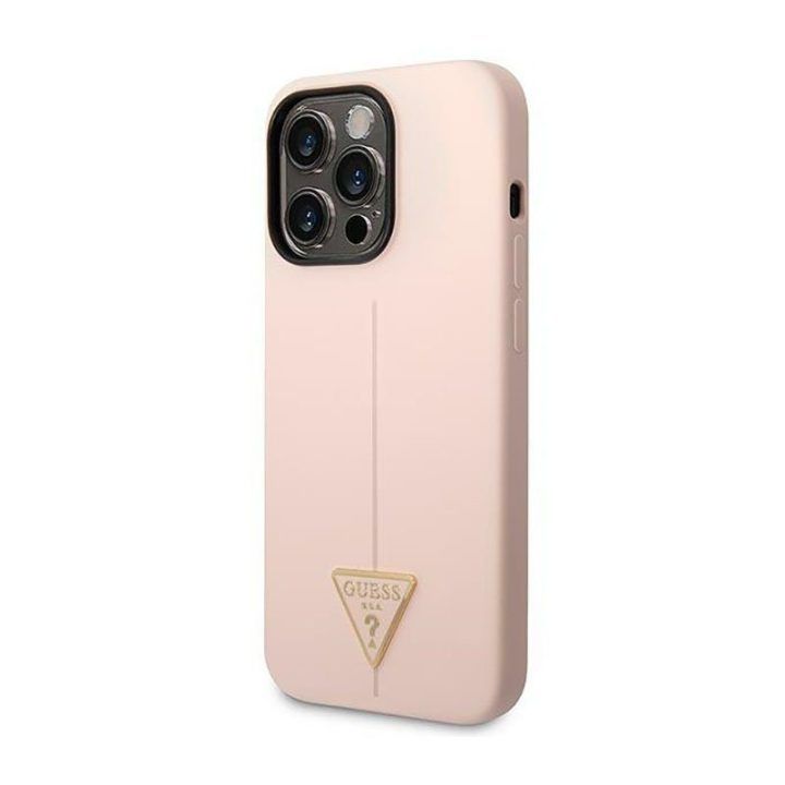 Dėklas iPhone 14 Pro Max Guess silikoninis rožinis