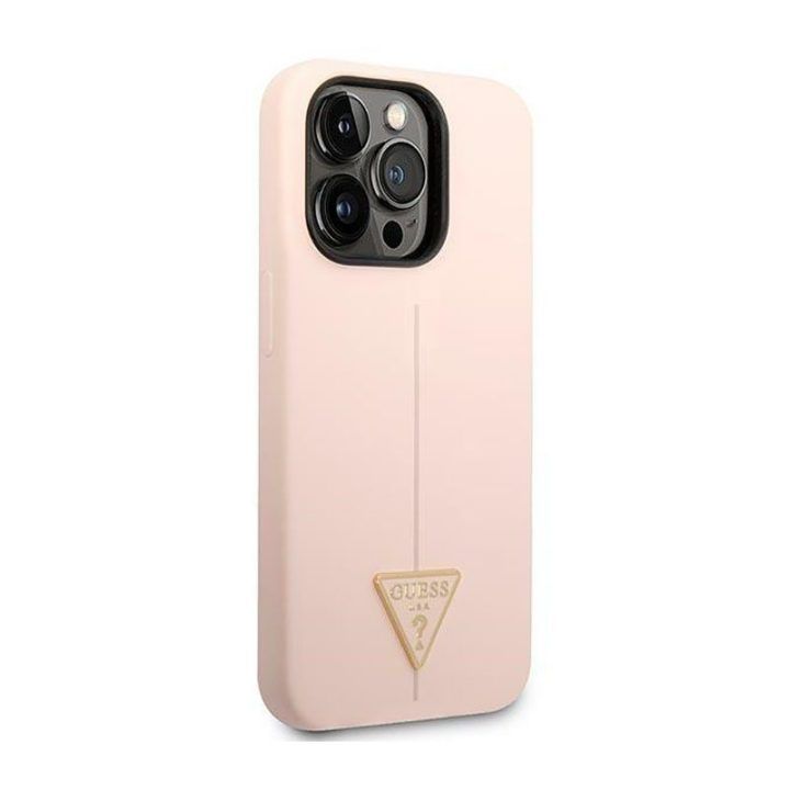 Dėklas iPhone 14 Pro Max Guess silikoninis rožinis