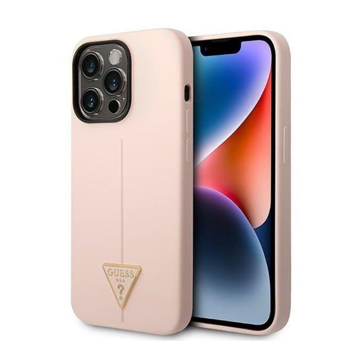 Dėklas iPhone 14 Pro Max Guess silikoninis rožinis