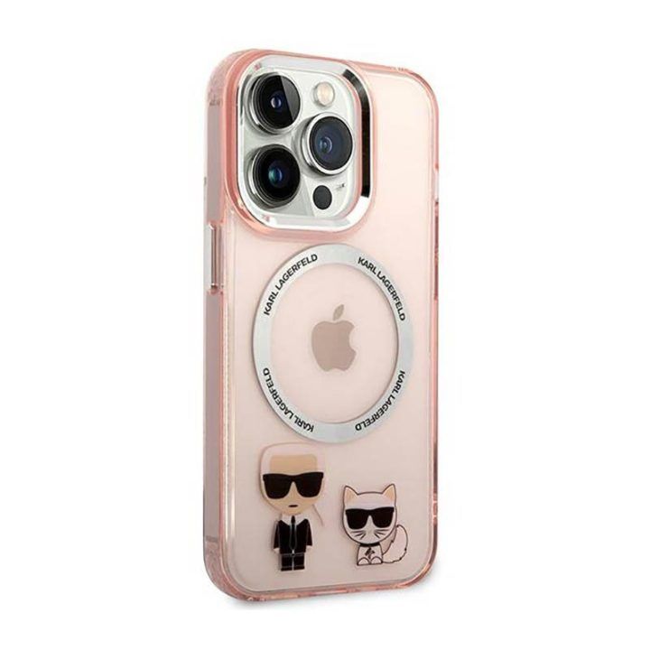 Dėklas iPhone 14 Pro Karl Lagerfeld Karl&Choupette, rožinis