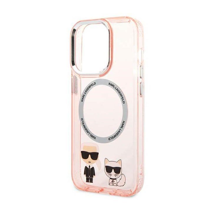 Dėklas iPhone 14 Pro Karl Lagerfeld Karl&Choupette, rožinis