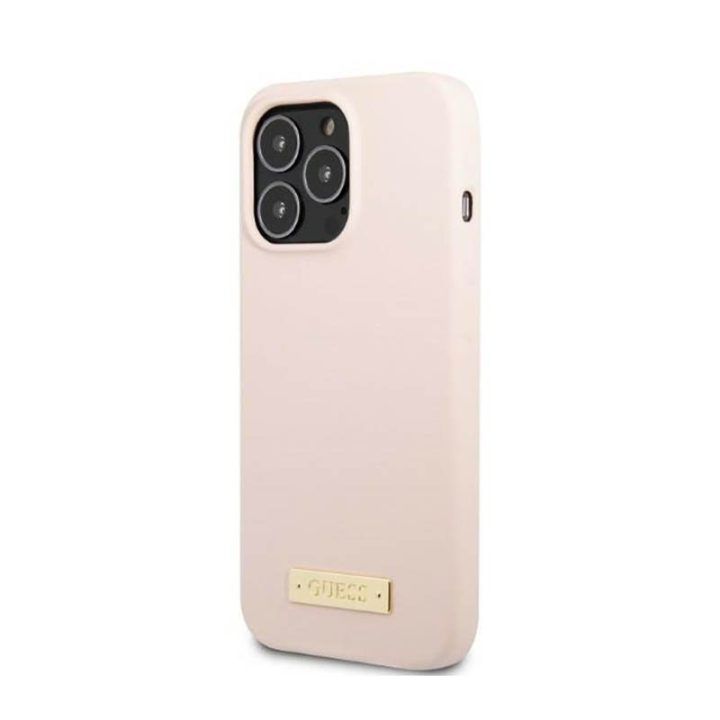 Silikoninis dėklas iPhone 13 Pro Max, rožinis Guess
