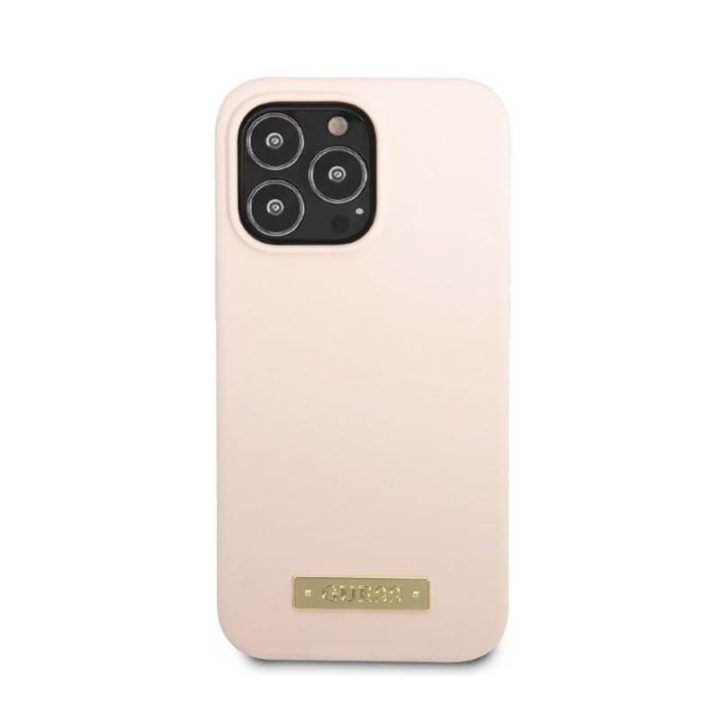 Silikoninis dėklas iPhone 13 Pro Max, rožinis Guess