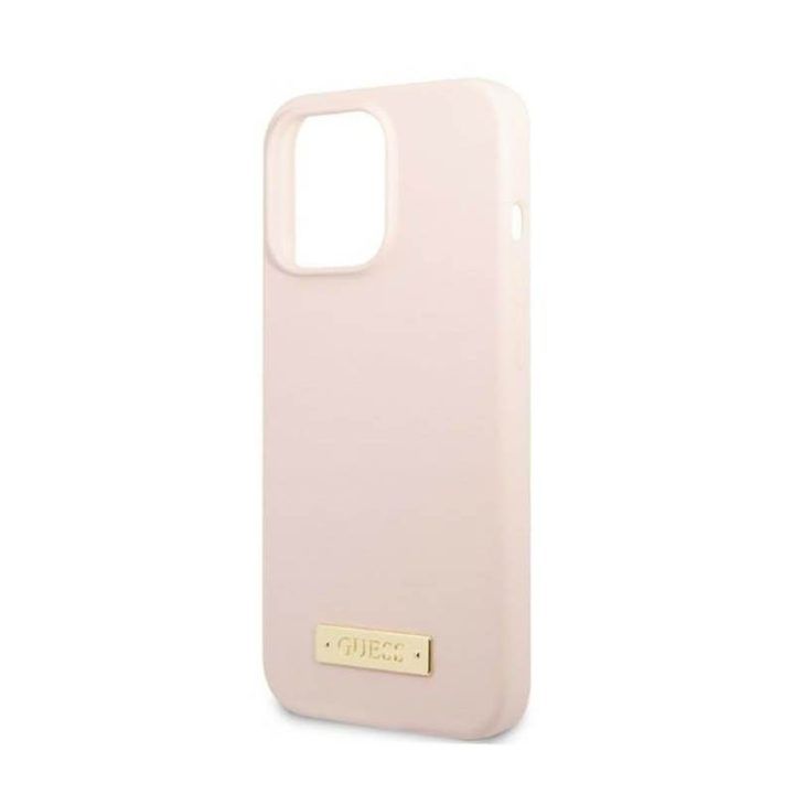 Silikoninis dėklas iPhone 13 Pro Max, rožinis Guess