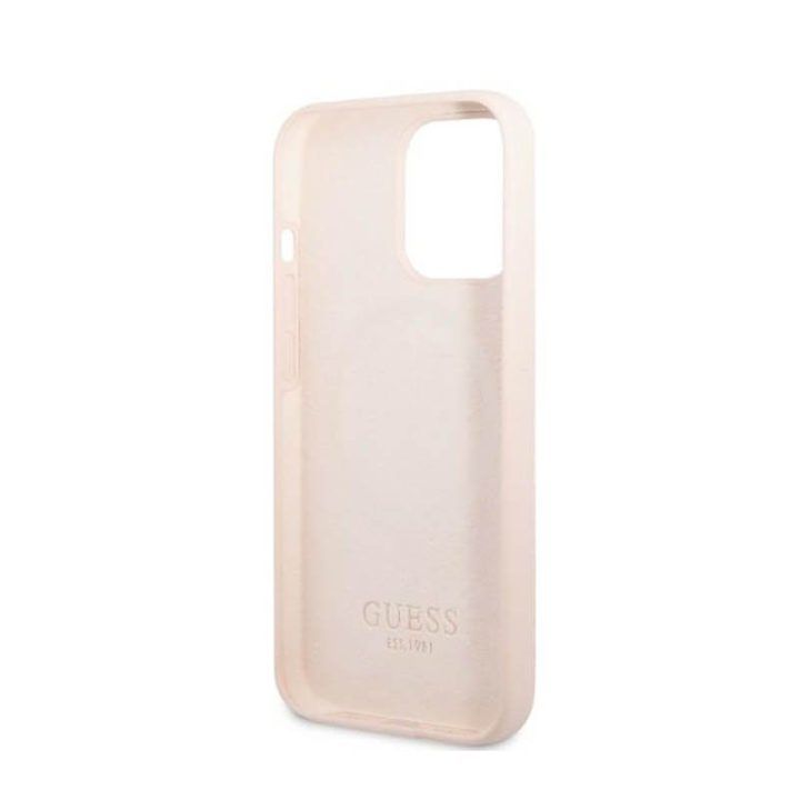 Silikoninis dėklas iPhone 13 Pro Max, rožinis Guess