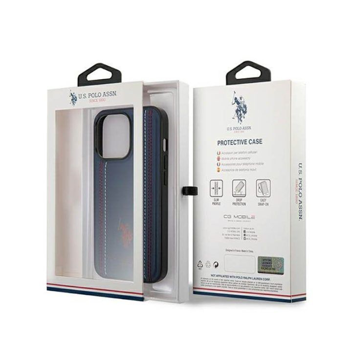 Dėklas iPhone 14 Pro, tamsiai mėlynas US Polo Assn