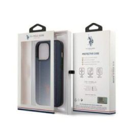 Dėklas iPhone 14 Pro Max US Polo Assn Leather Stitch, tamsiai mėlynas