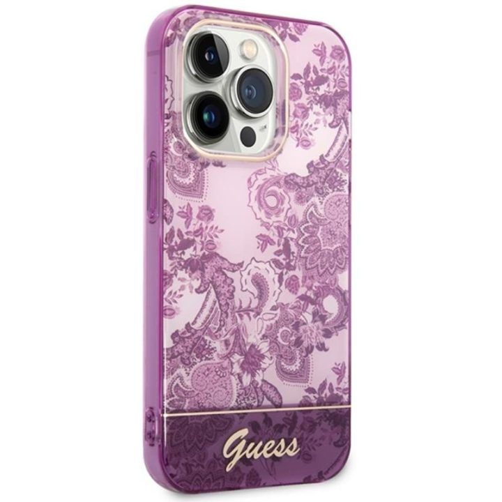 Dėklas iPhone 14 Pro Max Guess Porcelain, fuksijų