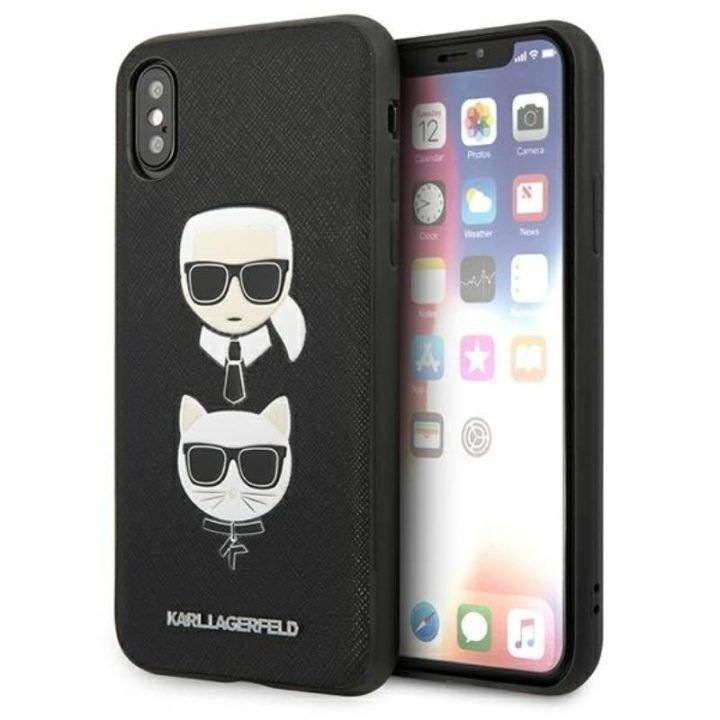 Dėklas iPhone Xs / X Karl Lagerfeld Saffiano juodas