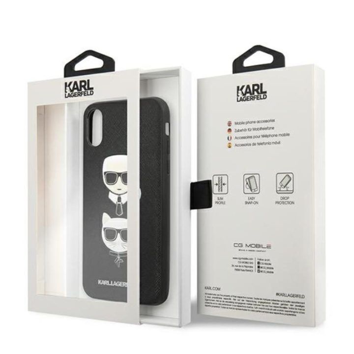 Dėklas iPhone Xs / X Karl Lagerfeld Saffiano juodas