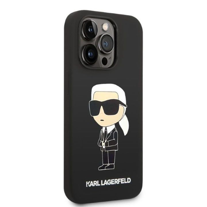 Dėklas iPhone 14 Pro Karl Lagerfeld Silicone NFT Ikonik MagSafe, juodas