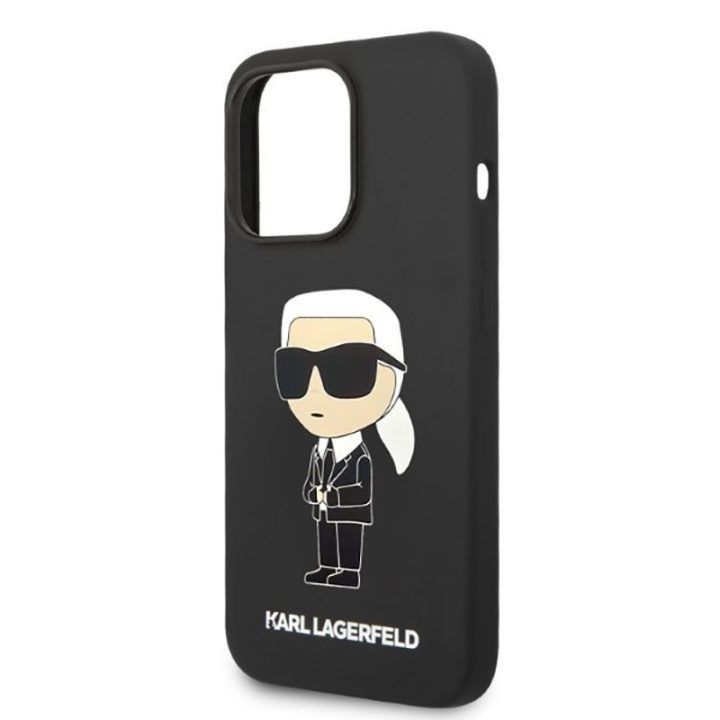 Dėklas iPhone 14 Pro Karl Lagerfeld Silicone NFT Ikonik MagSafe, juodas