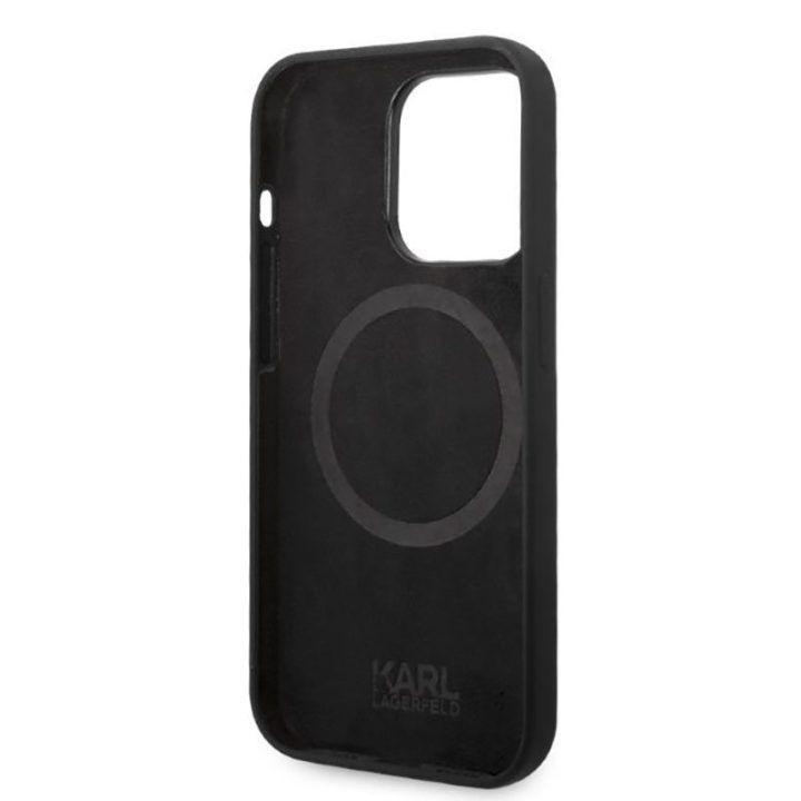 Dėklas iPhone 14 Pro Karl Lagerfeld Silicone NFT Ikonik MagSafe, juodas