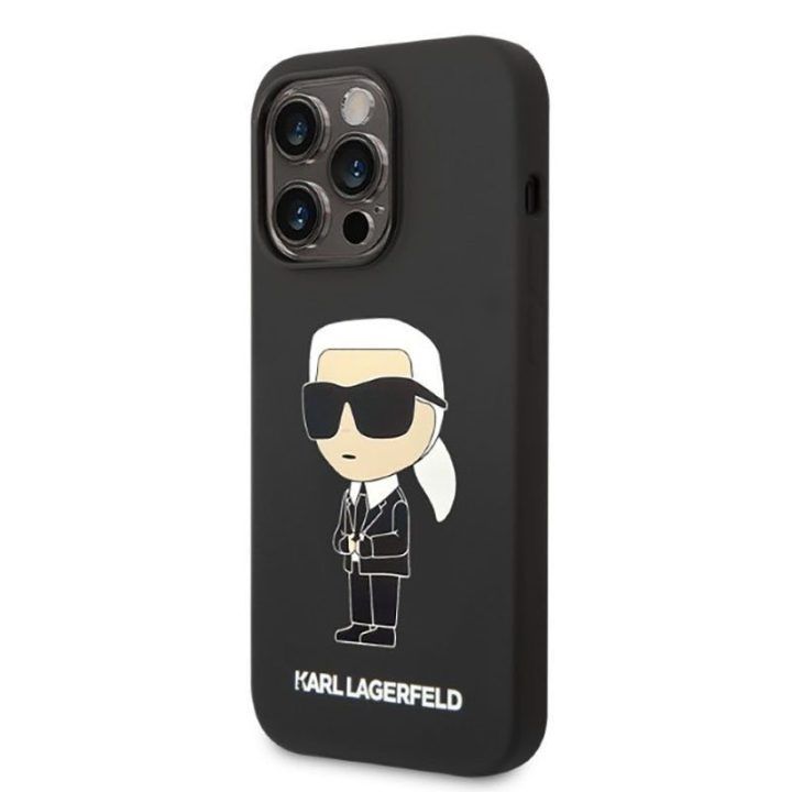 Dėklas iPhone 14 Pro Karl Lagerfeld Silicone NFT Ikonik MagSafe, juodas