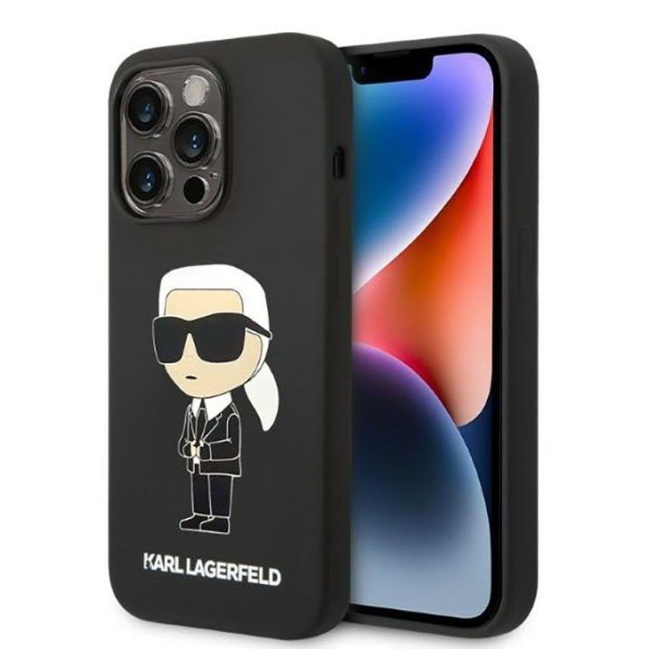 Dėklas iPhone 14 Pro Karl Lagerfeld Silicone NFT Ikonik MagSafe, juodas