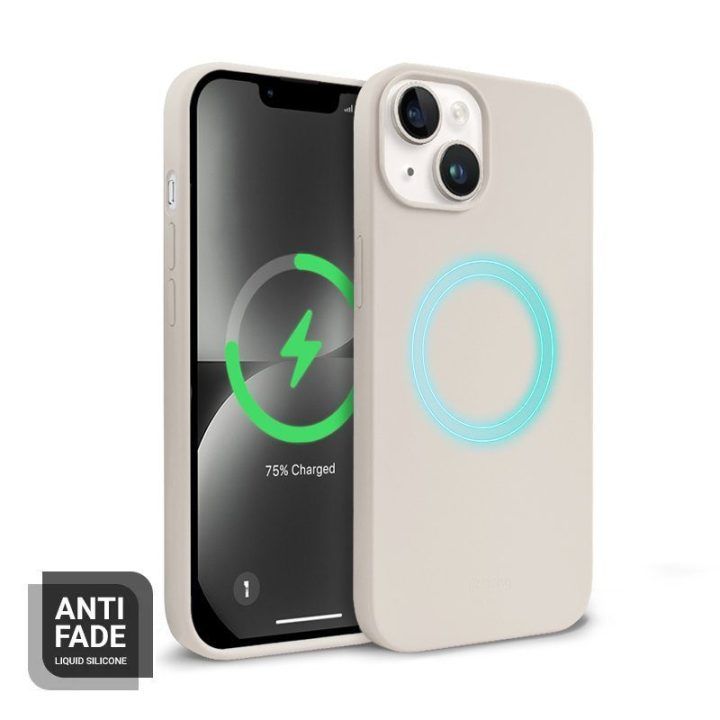 Dėklas iPhone 14 Plus iš skysto silikono, Stone Beige