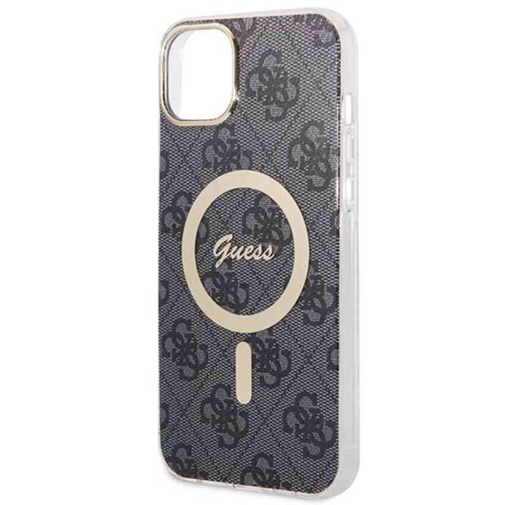 Dėklas ir įkroviklis Guess iPhone 14 Plus, juoda/aukso